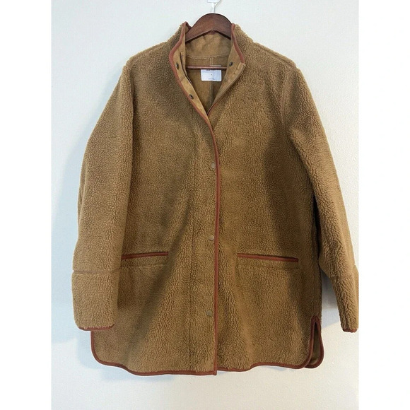 Old Navy Jacket Men’s XL‎ Brown Sherpa Snap Faux Suede Lined Teddy - Picture 1 of 8
